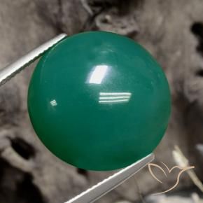 21.88 ct Green Agate Stone, Natural Agate in Round Cabochon Shape for Sale