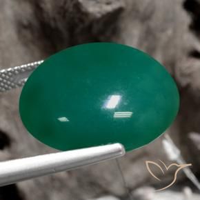 Agate Gemstone in 20 mm (calibrated) Size for Sale, Agate Stone in Medium Green Color