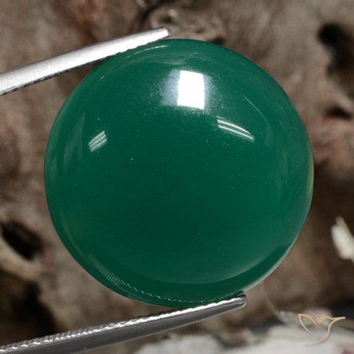 19.81ct Natural Medium Dark Green Agate, Round, Translucent