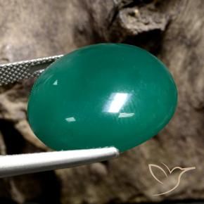 Agate Gemstone in 20.8 mm Size for Sale, Agate Stone in Medium Green Color