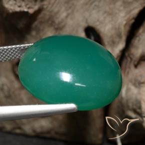 Agate Gemstone in 20 mm (calibrated) Size for Sale, Agate Stone in Medium Green Color