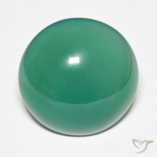 27.7 ct Green Agate, 22 mm Round Cut From India, Photo A