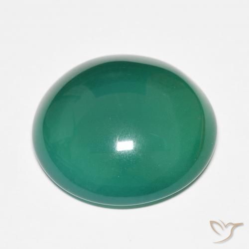 Agate Gemstone in 22 mm Size for Sale, Agate Stone in Medium Green Color