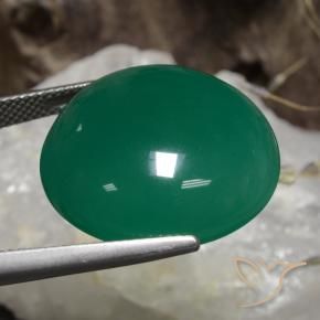 Agate Gemstone in 21.7 mm Size for Sale, Agate Stone in Medium Green Color