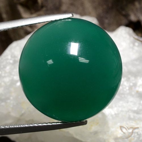 25.49 ct Green Agate, 19.9 mm Round Cut From India, Photo A