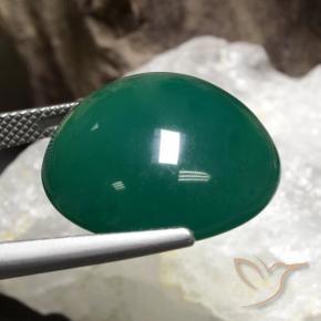 Agate Gemstone in 20 mm (calibrated) Size for Sale, Agate Stone in Pine Green Color