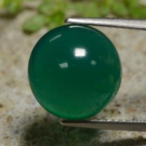 5.15 ct Green Agate Gemstone, Agate Gem in Round Cabochon Shape for Sale.