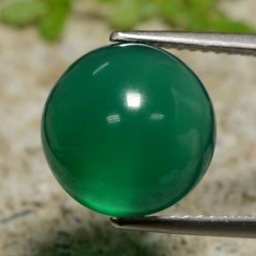 5.76 ct Green Agate Gemstone, Agate Gem in Round Cabochon Shape for Sale.
