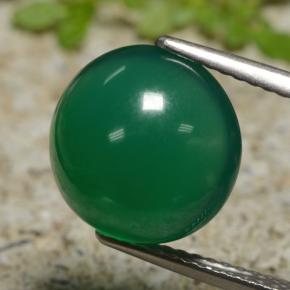 5.76 ct Green Agate Stone, Natural Agate in Round Cabochon Shape for Sale