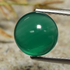 2.83 ct Green Agate Gemstone, Agate Gem in Round Cabochon Shape for Sale.