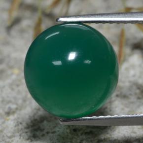 gelblich-grün Achat Edelstein - 5.7ct Rund Cabochon (ID: 473574)