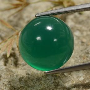 6.35 ct Green Agate Gemstone, Agate Gem in Round Cabochon Shape for Sale.