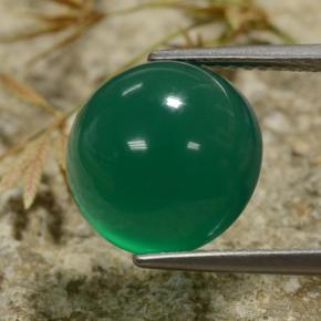 6.35 ct Green Agate Stone, Natural Agate in Round Cabochon Shape for Sale