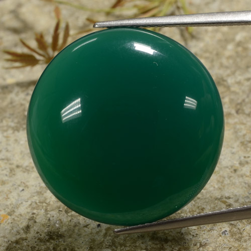 Medium Dark Green Agate Gem - 30.4ct Round Cabochon (ID: 473734)