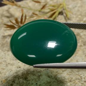 Agate Gemstone in 23.5 mm Size for Sale, Agate Stone in Medium Dark Green Color