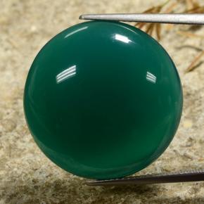 Medium Dark Green Agate Gem - 30.7ct Round Cabochon (ID: 473736)