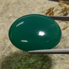 Agate Gemstone in 23.3 mm Size for Sale, Agate Stone in Medium Dark Green Color