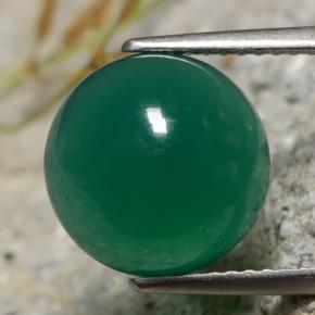 Medium Deep Green Agate Gem - 4.8ct Round Cabochon (ID: 473919)