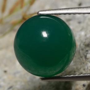 6.34 ct Green Agate Gemstone, Agate Gem in Round Cabochon Shape for Sale.