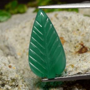 gelblich-grün Achat Edelstein - 3.4ct Geschnitztes Blatt (ID: 474381)