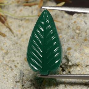Green Agate Gem - 4.8ct Carved Leaf (ID: 474383)