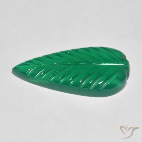 Agate Gemstone in 19.7 x 9.9 mm Size for Sale, Agate Stone in Medium Deep Green Color