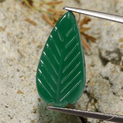 5 ct Green Agate, 19.1 x 9.9 mm Carved From India, Photo A