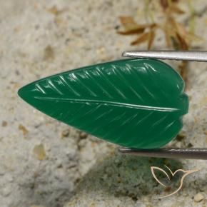 6.30 ct Green Agate Stone, Natural Agate in Carved Leaf Shape for Sale