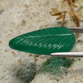 Agate Gemstone in 20.7 x 10.9 mm Size for Sale, Agate Stone in Medium Green Color