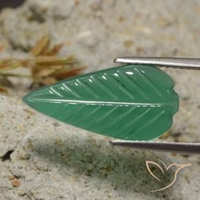 4.04 ct Green Agate Stone, Natural Agate in Carved Leaf Shape for Sale
