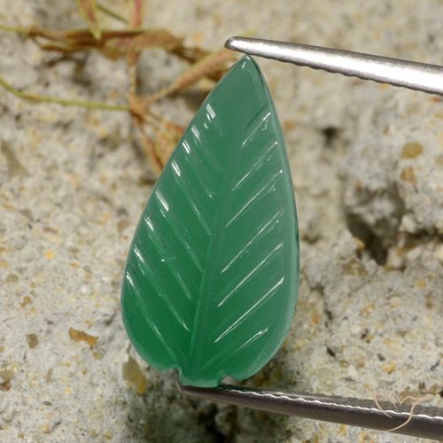 3.62 ct Green Agate, 17.6 x 9.2 mm Carved From India, Photo A