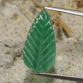 2.54 ct Green Agate Gemstone, Agate Gem in Carved Leaf Shape for Sale.