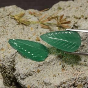 8.55 ctw Green Agate Stones, Natural Agate in Carved Leaf Shape for Sale