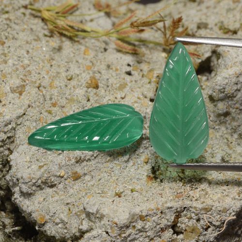 6.05 ct Green Agate, 17.9 x 8.9 mm Carved From India, Photo A