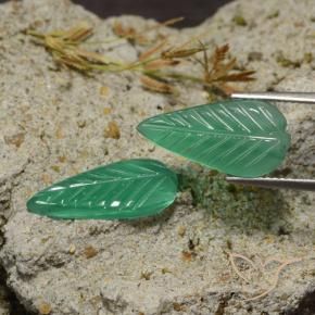 6.05 ctw Green Agate Stones, Natural Agate in Carved Leaf Shape for Sale