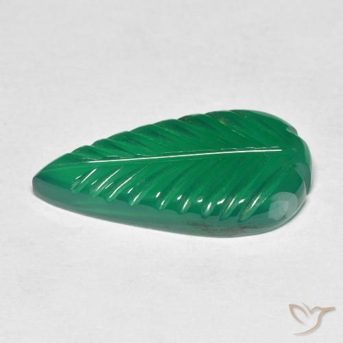 Agate Gemstone in 18.8 x 9.7 mm Size for Sale, Agate Stone in Medium Green Color