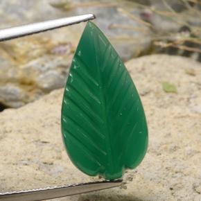 Yellowish Green Agate Gem - 4.4ct Fantasy Carved Leaf (ID: 474945)