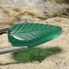 Agate Gemstone in 19.1 x 10 mm Size for Sale, Agate Stone in Medium Green Color