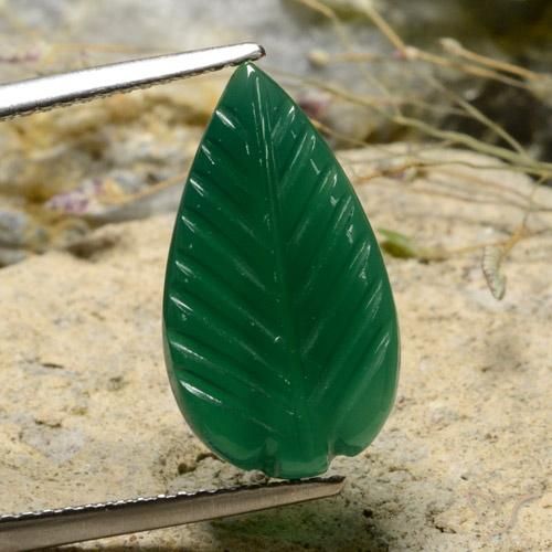 4.6 ct Green Agate, 17.6 x 9.9 mm Carved From India, Photo A