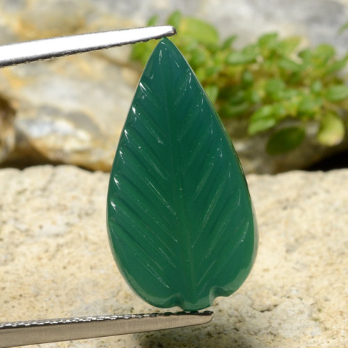 Medium Green Agate Gem - 4.8ct Fantasy Carved Leaf (ID: 474949)