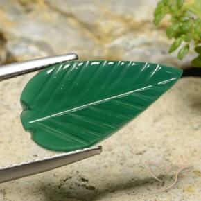 4.54 ct Green Agate Stone, Natural Agate in Fantasy Carved Leaf Shape for Sale