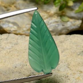 Warm Green Agate Gem - 3.2ct Fantasy Carved Leaf (ID: 474952)