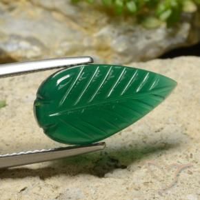 4.96 ct Green Agate Stone, Natural Agate in Fantasy Carved Leaf Shape for Sale