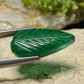Agate Gemstone in 18.2 x 9.5 mm Size for Sale, Agate Stone in Medium Green Color