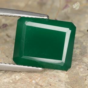 gelblich-grün Achat Edelstein - 5.3ct Octagon Stufenschliff (ID: 477951)