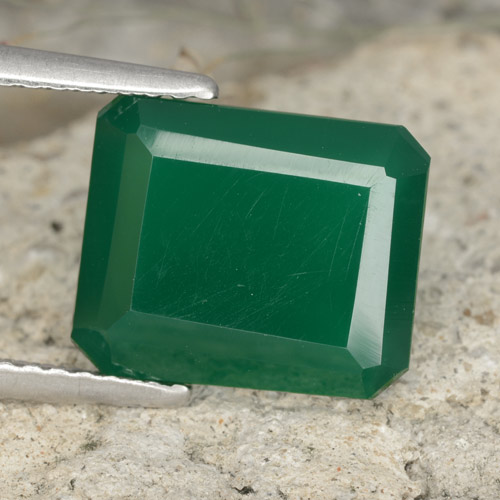 Medium Green Agata Gem - 3.8ct Taglio ottagonale (ID: 478124)