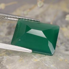 Agate Gemstone in 12 x 10 mm (calibrated) Size for Sale, Agate Stone in Medium Deep Green Color