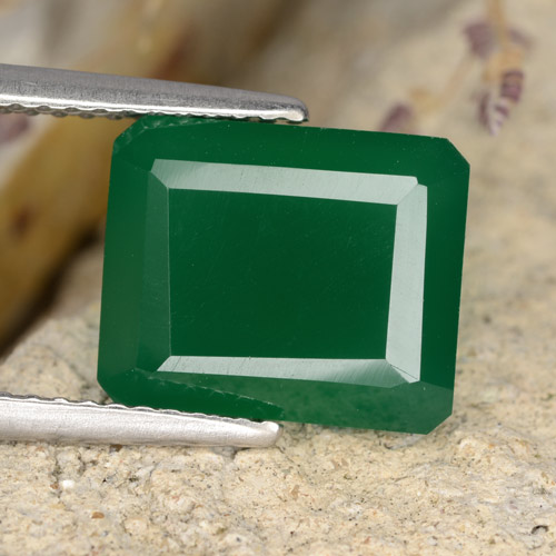 Medium Green Achat Edelstein - 4.7ct Octagon Stufenschliff (ID: 478194)