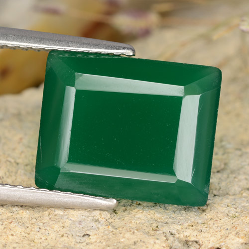 Forest Green Agate Gem - 4.8ct Octagon Step Cut (ID: 478198)