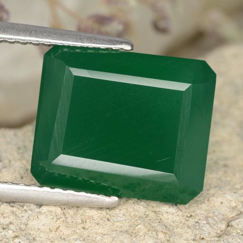 5.44ct Natural Yellowish Green Agate, Emerald Cut, Translucent